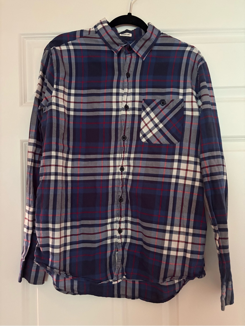 Men's American Eagle Blue Plaid Button-Up Shirt
